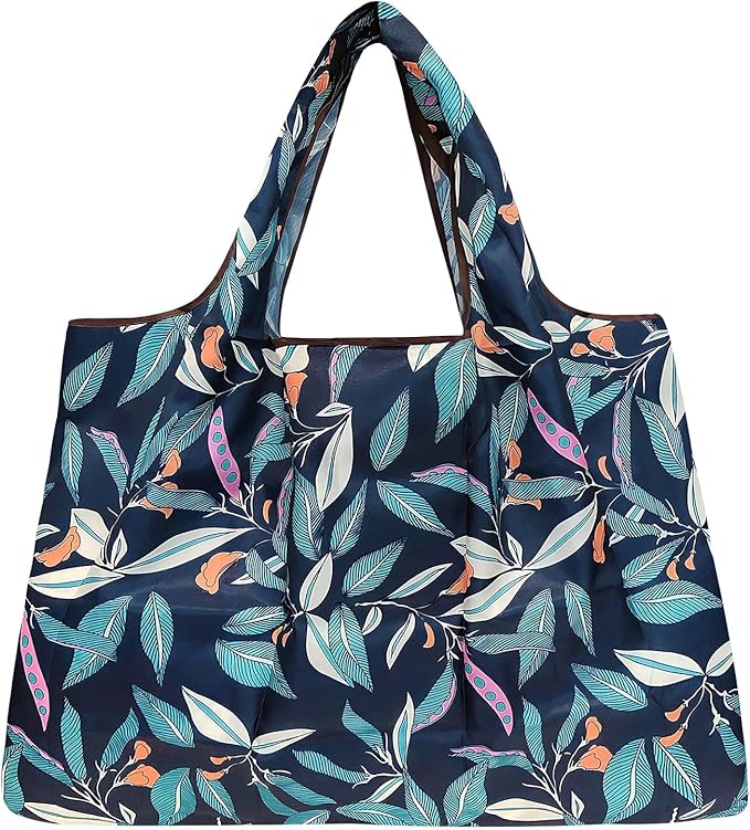 allydrew Large Foldable Tote Nylon Reusable Grocery Bags, 6 Pack