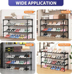 SAN HE Long Shoe Rack-Shoe Organizer 5 Tier Shoe Rack for Closet Front Door Entryway Garage, Stackable Free Standing and Free