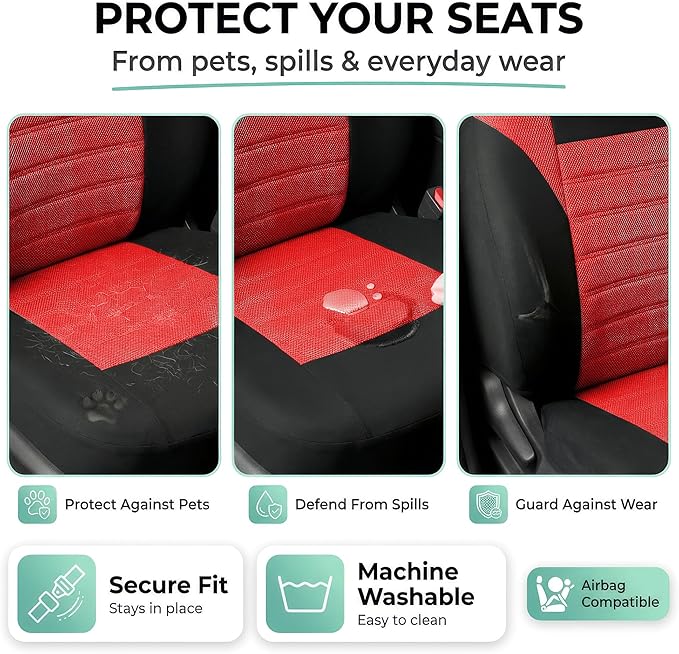 FH Group Automotive Car Seat Covers Front Set Premium 3D Air Mesh Front Seat Covers, Airbag Compatible Universal Fit Interior