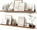 Fun Memories Picture Ledge Shelves Set of 2, 36 Inch Rustic Wall Mounted Floating Shelves with Lip for Home Storage and Décor