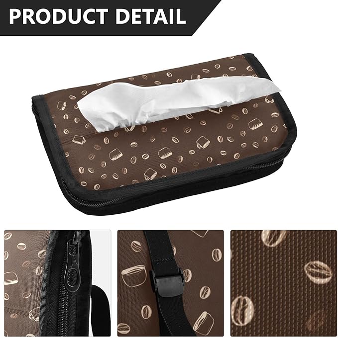 Car Tissue Holder Car Visor Organizer Tissue Box Holder for Car Sun Visor Organizer with Car Vehicle Accessories Essentials Interior for Women Men Brown Coffee Mug Bean