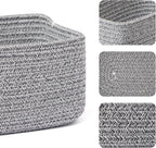 MiniArk Small Storage Baskets for Organizing | Closet Organizer Bins | Shelf Toy Basket | Woven Rope Baskets | Cube Decorativ