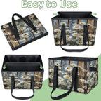 Reusable Grocery Bags Heavy Duty Shopping Bags Foldable Large Tote Bags with Long Handles & Hard Bottom