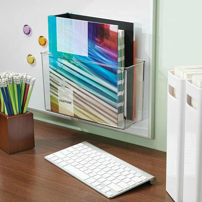 iDesign AFFIXX Plastic Wall Mount Organizer for Kitchen Bathroom, Office, Bedroom, Garage, Craft Room, 3.5" x 11" x 6.5", Cle