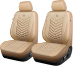 CAR PASS 3D Foam Mesh Leather Car Seat Covers Front Seats, Tan Breathable Front Seat Cover for Cars, Comfortable Universal Fi