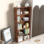 Wooden 5 Tier Book Shelf,5 Cube Storage Organizer,5 Tier Low Bookcase Storage Display Organizer, 54 Inch Versatile Cubes Shel