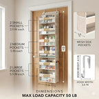 HOMELUX THEORY UPGRADED 6 Tiers Over The Door Organizer Hanging - 100D EXTRA THICK & 50lbs HUGE CAPACITY, 12 Side Mesh Pocket