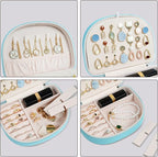 ProCase Travel Size Jewelry Box, Medium Portable Seashell-Shaped Jewelry Case, 2 Layer Jewelry Organizer in PU Leather for Wo