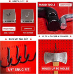 Extra Thick Black 1/4'' Pegboard Hooks for Hanging Tools, Set of 70 Pieces 1/4'' Black Peg Board Accessories Peg Hooks, Peg B