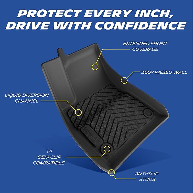 Michelin Premier Series Floor Mats for 2017-2023 Tesla Model 3, 3PCS, All-Weather Floor Liner, Custom Fit, Durable TPE, Non-Slip,Not Fit 2024+ Model 3 Highland