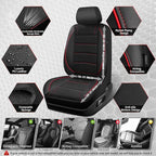 CAR PASS Mesh Leather Car Seat Covers Full Set,Breathable Mesh Faux Leather Seat Covers for Car, Universal Fit for SUV Truck Sedan Automotive, Airbag Compatible, Black and Red