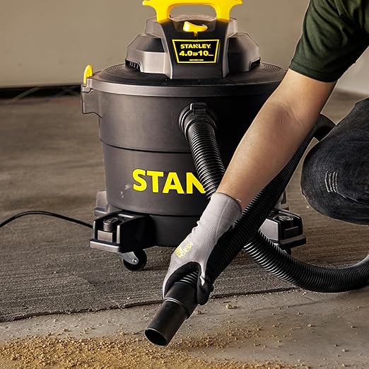 STANLEY Wet/Dry Vacuum SL18191P, 10 Gallon 4 Horsepower 16 FT Clean Range Shop, Ideal for Home/Garage/Laundry Rooms with Atta