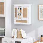Spirich Bathroom Wall Cabinet Over Toilet, Boho Rattan Medicine Cabinet with Adjustable Shelf, Space-Saving Wall Mount Storag