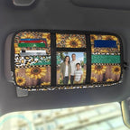 Sunflower Zippered Heavy Duty Sun Visor Organizer with Picture Holder Velcro Strap Storage Pouch with Multi-Pocket and Elastic Bands Easy Installation Universal Fit for Most Cars SUV
