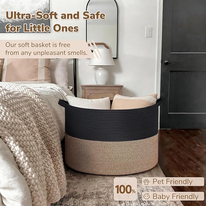 INDRESSME 115L Extra Large Storage Baskets for Organizing, Blanket Basket Living Room Dog Toy Bin, Wicker Storage Woven Laund