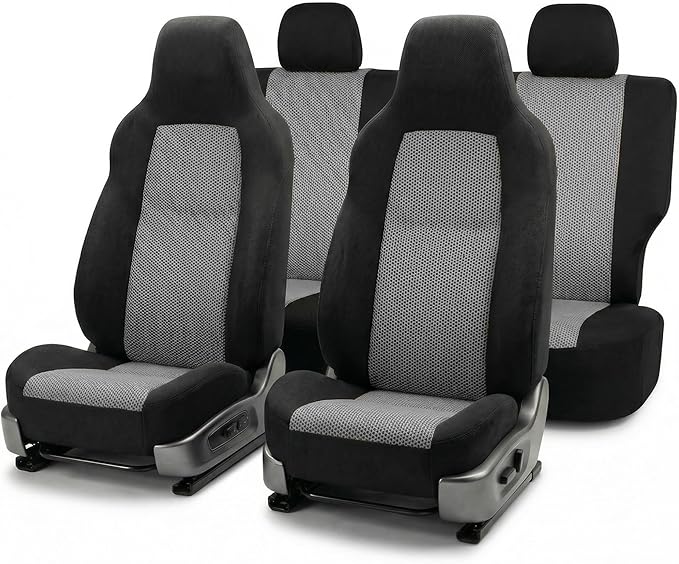 FH Group Automotive Full Car Seat Covers for SUV, Trucks, Sedan and More - Universal Fit Front High Back & Rear Solid Bench D