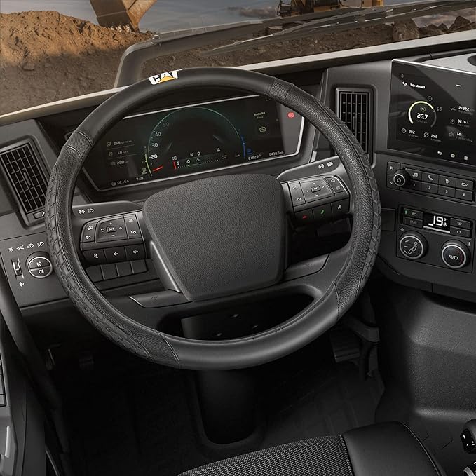 Cat® DuraGrip Steering Wheel Cover, Tire Tread Inspired Traction Grip Design, Black Steering Wheel Cover for RV Semi Truck Big Rig Trucker - X-Large 17.5" - 18" Inches