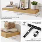 Fun Memories Floating Shelves for Wall 36 Inches, Wood Shelves with Invisible Bracket, 10" Deep Shelves Wall Mounted, Large W