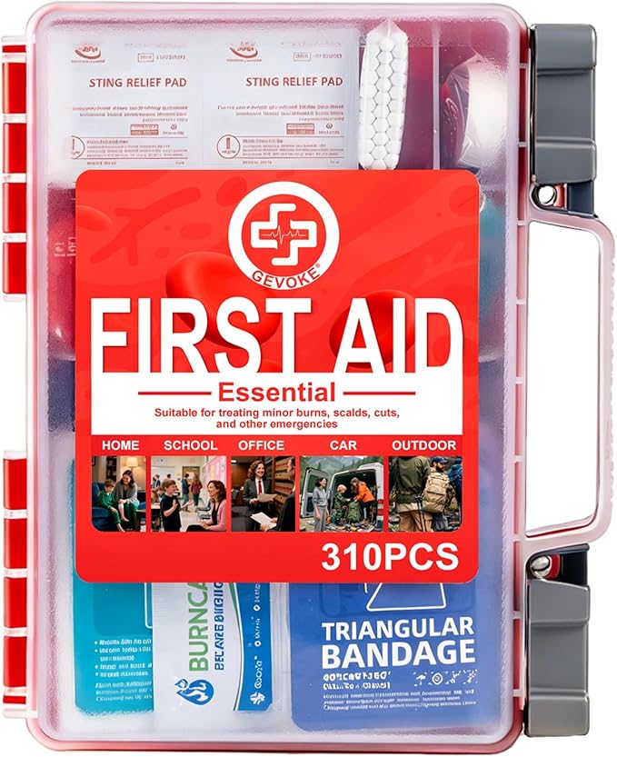Professional First Aid Kit - 310 Piece HardCase Medical Kit for Home, Car, Camping, Travel, Hiking, Truck, Office, Sports, Ve