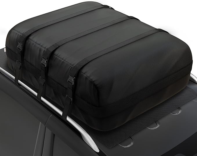 iBirdie Roof Rack Cargo Carrier 24.1 Cubic Feet, Soft-Shell Rooftop Cargo Box, Waterproof Heavy Duty 1200D for Car with/Without Roof Rack, Includes Anti-Slip Mat, Door Hooks, 52x40x20 inches
