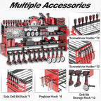 Power Tool Organizer Wall Mount, Cordless Drill Hanger Storage Rack 8 Drill Holder, 4 Layer Heavy Metal Large Capacity Tool R
