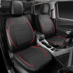 CAR PASS Universal FIT Piping Leather Car Seat Cover, for suvs,Van,Trucks,Airbag Compatible,Inside Zipper Design and Reserved Opening Holes (Full Set, Black and Red)