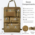 Tactical Seat Back Organizer Heavy Duty MOLLE Panel Organizer with Multiple Pockets & Hook Loop Panel for EDC Gear, Road Trip Essentials, Universal Fit for Car SUV Truck Jeep (Mud)