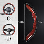 Car Steering Wheel Cover, 3 Piece Bright Carbon Fiber Steering Wheel Covers, Non-Slip Steering Wheel Cover Protector, Great Grip, Universal Car Accessories Decoration for 14.5-15 inch (Red)