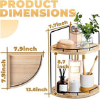 2 Tier Bathroom Counter Organizer, Bathroom Counter Tray and Vanity Organizer, Wood Corner Countertop Tray for Kitchen, Dress