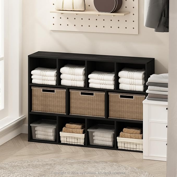 Furinno Reed Closet Organizers and Storage, 11-Cube Closet Organizer, Open Shelf Closet Storage, for Wardrobe, Bedroom, Livin