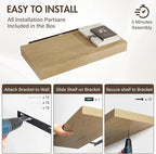 24 Inch Floating Shelves, 12" Deep Floating Shelf Wall Mounted, 24" Wall Shelves, Rustic Deep Bookshelf, Extra Deeper & Thick