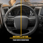 Cat® BigGrip Faux Black Leather Semi Truck Steering Wheel Cover, Fits RV and Big Rig Trucker, Steering Wheel Cover for Trucks 18 Wheeler - X-Large 17.5" - 18" Inches
