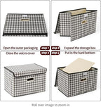 STOREONE Fabric Storage Cube Bins Foldable Organizer Container Collapsible Basket with Lids and Metal Handles, for Home, Bedr