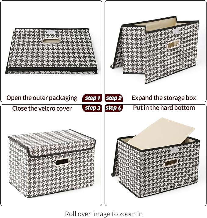 STOREONE Fabric Storage Cube Bins Foldable Organizer Container Collapsible Basket with Lids and Metal Handles, for Home, Bedr