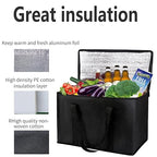 2 pack Additional Bottom Plate Black Insulated Grocery shopping bag , Delivery,pizza,reusable bags, Sturdy zipper,Collapsible,tote,cooler,thermal,Beach,waterproof heavy duty