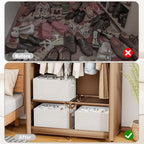 2 Pack Shoe Organizer for Closet, Fits 16-32 Pairs Fabric Shoe Storage Bins Large Shoe Box Storage Containers with Bottom Sup