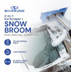 Snow Joe 18" Telescoping Snow Broom & Ice Scraper for Cars, No-Scratch Foam Brush - Long and Extendable Ice Removal Tool for Car Window and Automotive Windshield, SJBLZD