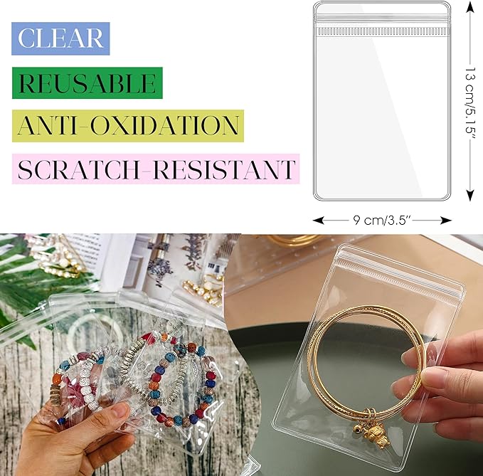 Bracelet Holder Travel Jewelry Organizer Case Transparent Jewelry Storage Book for Earring Necklace Ring with Small Clear Zip