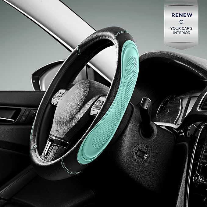 Road Comforts Car Steering Wheel Cover - Microfiber Leather Steering Wheel Wrap Sports 14.5-15 Inch Steering Wheel Cover Non-