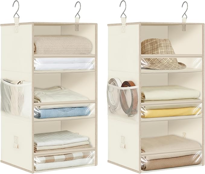 STORAGE MANIAC 6-Shelf Hanging Closet Organizer and Storage, 2 Separable 3-Shelf Haning Organizers for Closet, Collapsible Ha