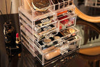 Cq acrylic 3 Pack Clear Skincare Organizer for Vanity, Stackable 7 Drawers Make Up Organizer,Cute Cosmetic Organizer for Vani