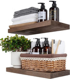 BGMG Wood Floating Shelves for Wall 16 inch Set of 2, Rustic Wooden Wall Mount Shelves for Living Room Bedroom Kitchen Farmho
