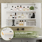 DICTAC Medicine Cabinet with Mirrors and Storage 31.5''x23.6'' Wall Mounted Bathroom Mirror Cabinets with Led Lights Double D
