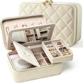 Velvet Travel Jewelry Box with Large Mirror, Double-Layer Jewelry Organizer Case for Women and Girls, Portable Storage Case w