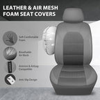 CAR PASS Leather Car Seat Covers Breathable Seat Cover Full Sets Airbag Compatible for Most Cars, SUVs, Trucks, and Vans (Ful