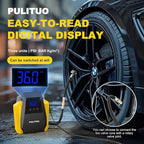 PULITUO Tire Inflator Portable Air Compressor - Car Accessories 12V DC Air Pump for Car Tires with Digital Pressure Gauge, Emergency LED Light for Wheel, Bike, Ball, Motor