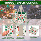 VENO 3 Pack Christmas Reusable Grocery Bags, Shopping Bags for Groceries, Tote with Handles and Hard Bottom, Foldable Shopping Cart Organizer, Water Resistant, Heavy-Duty (Jingle Mix, 6 Gallon)