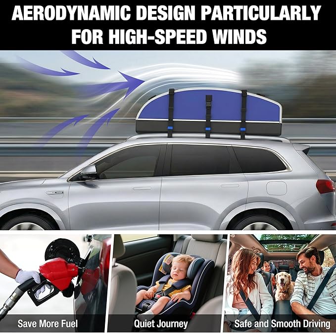 WORKPRO Rooftop Cargo Carrier Roof Bag, 21 Cubic Feet, Waterproof Roof Rack Cargo Carrier for Vehicle with/Without Rack, Heavy Duty 840D PVC, Includes Anti-Slip Mat, 6 Safety Hooks and Storage Bag