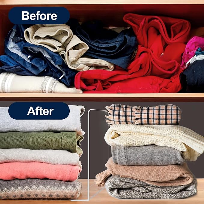 Acrylic Shelf Dividers for Closet Organization，Sweater Organizer for Closet -8pack 8” Tall Clear Plastic Shelf Dividers for C