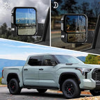 Towing Mirror Compatible with 2022-2025 Tundra with Blind Spot Monitoring Power Adjusted Heated Glass Turn Signal Backup Lamp Manual Telescoping & Folding Pair